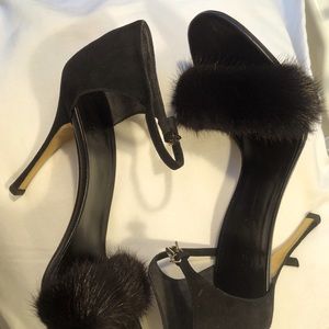 Gucci mink fur strap heels, sz 9